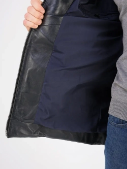 Куртка зимняя кожаная с капюшоном пуховик