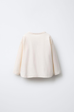 ZARA ЛОНГСЛИВ С ВЫШИВКОЙ В ВИДЕ ДОМИКА, ЭКРЮ