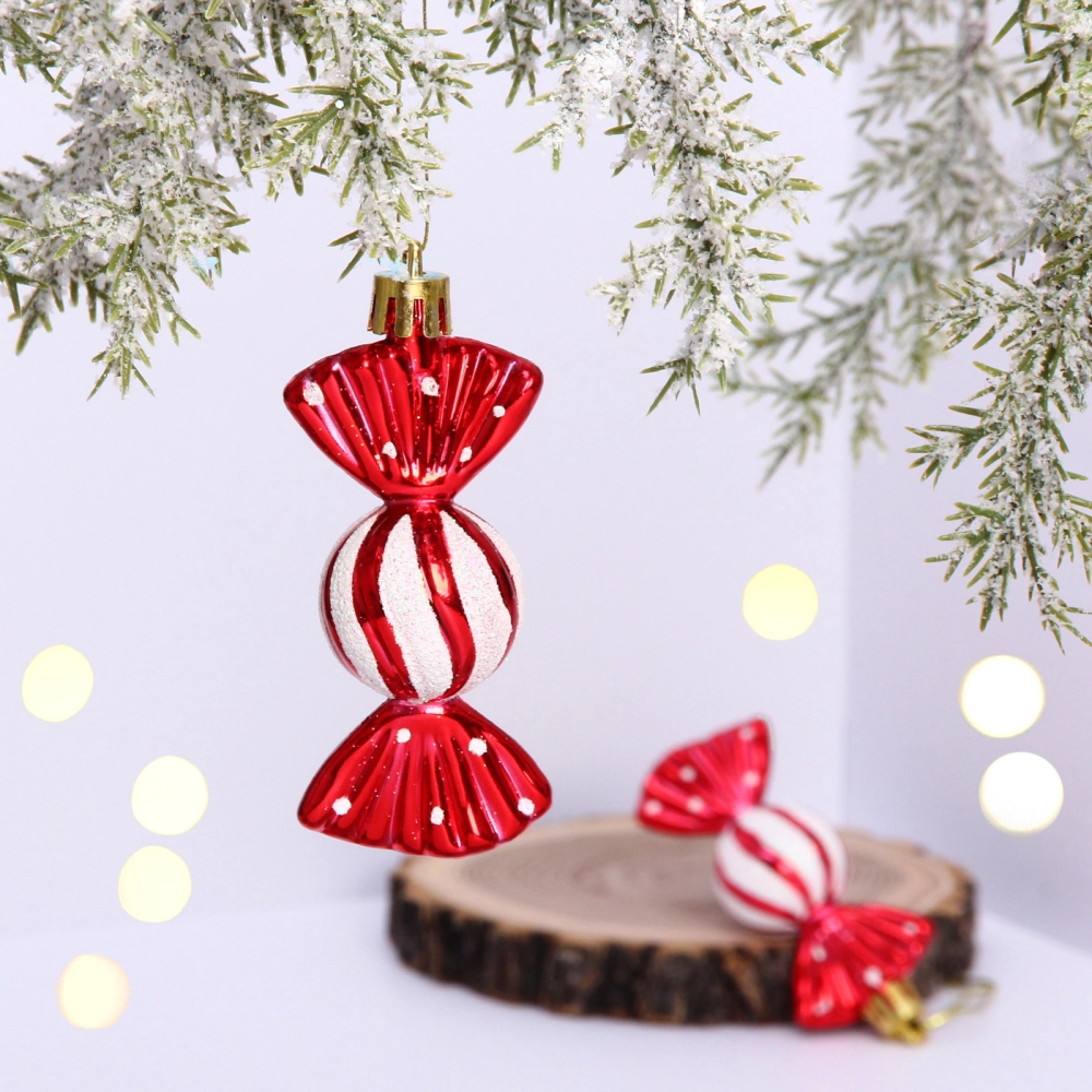Ёлочные игрушки «Таинственное очарование» Конфетки 8 см (набор 2шт), красный