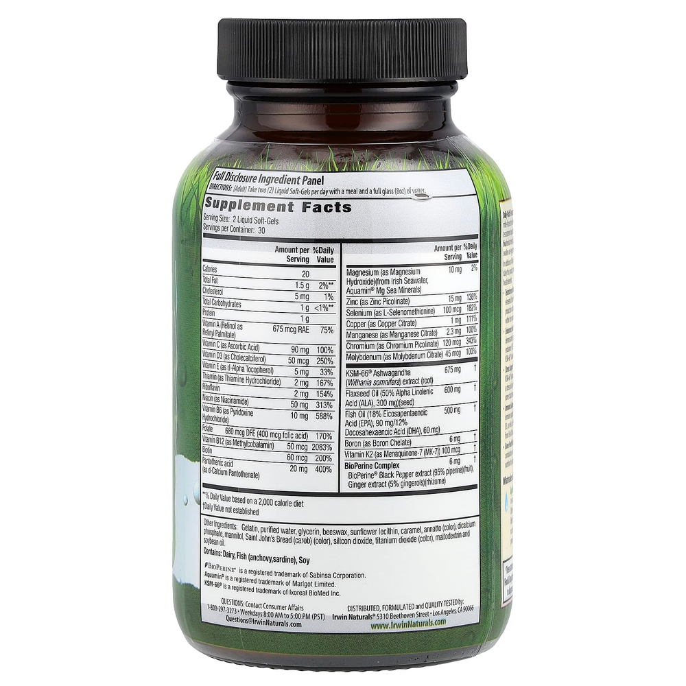 Irwin Naturals, Daily-Multi Testosterone UP® Booster для мужчин, 60 капсул с жидкостью