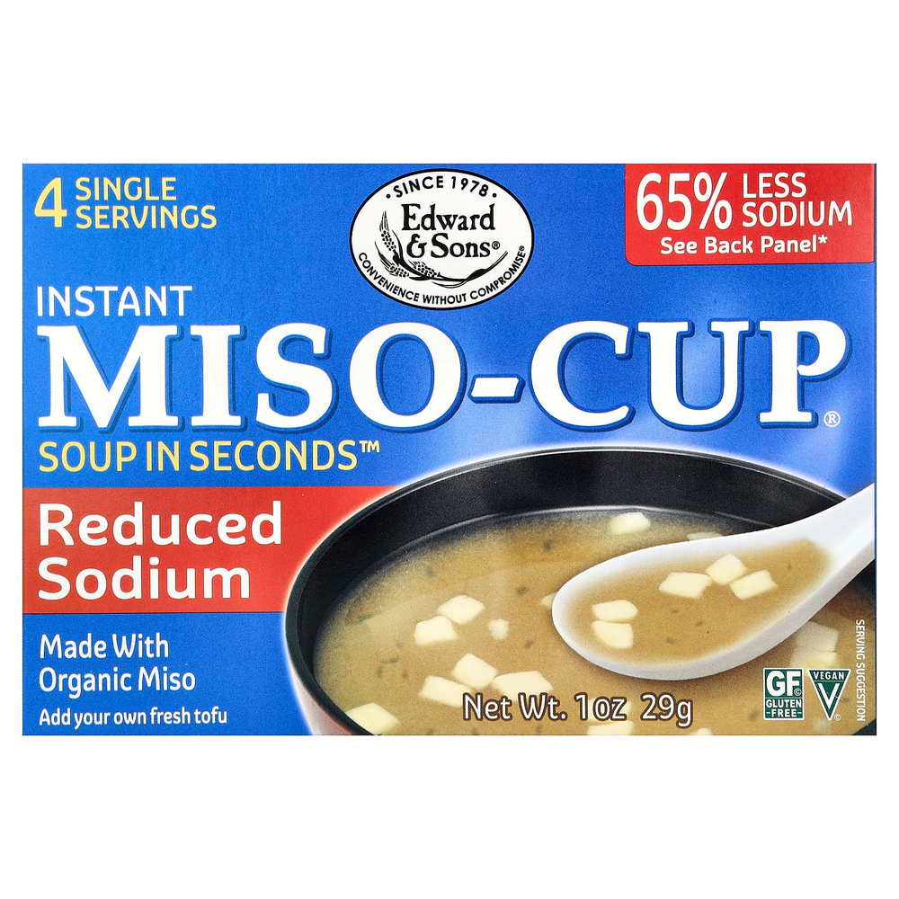 Edward & Sons, Instant Miso-Cup®, восстановленный натрий, 4 пакетика, 29 г (1 унция)