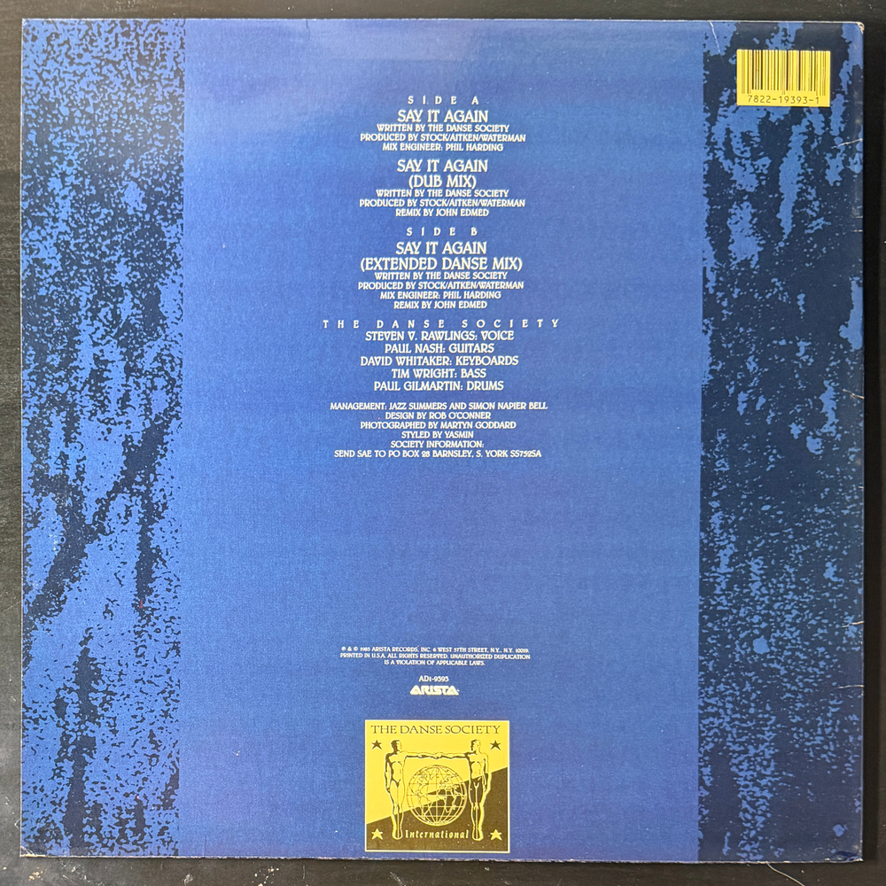 The Danse Society ‎– Say It Again (США 1985г.)