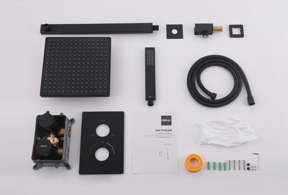 Душевая система ABBER Weiss Insel AF8051B скрытого монтажа без излива, термостат, черный матовый