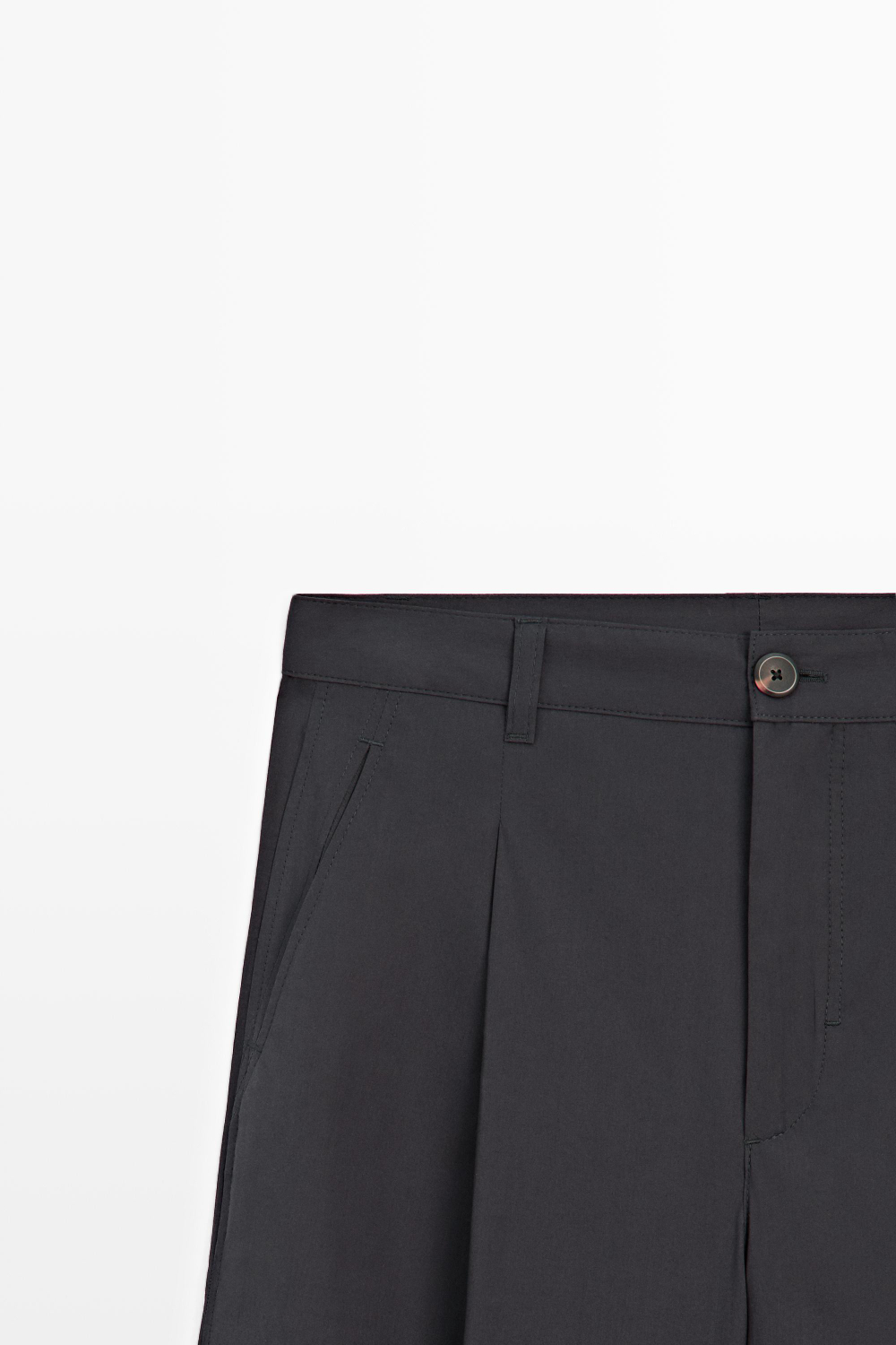 Massimo Dutti Широкие брюки со складками из поплина, светло-синий