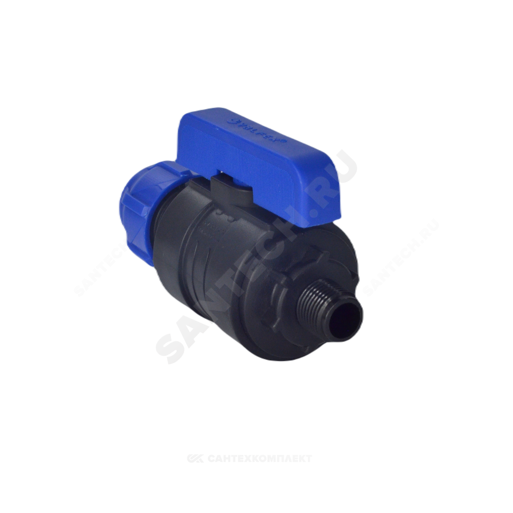 Кран шаровой компрессионный ПЭ Дн 20х3/4" НР Ру16 VALFEX 1210012620034