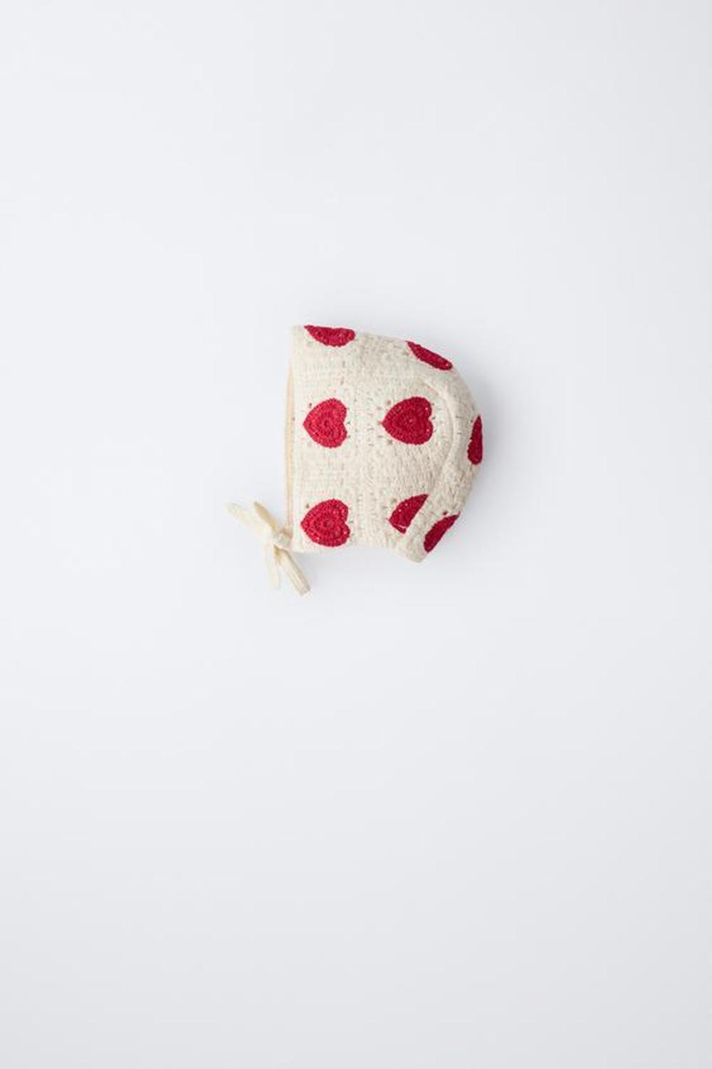 ZARA ЧЕПЧИК ИЗ КРУЖЕВА КРОШЕ С УЗОРОМ «СЕРДЦА», ЭКРЮ