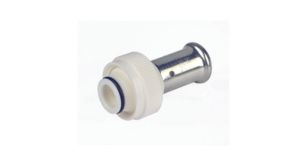 Пресс фитинг с накидной гайкой под евроконус, HENCO(ХЕНКО) ПВДФ пресс (белый), 16x3/4"