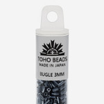 Японский бисер TOHO Bugle (стеклярус) 3mm (№81), металлизированный, непрозрачный глянцевый