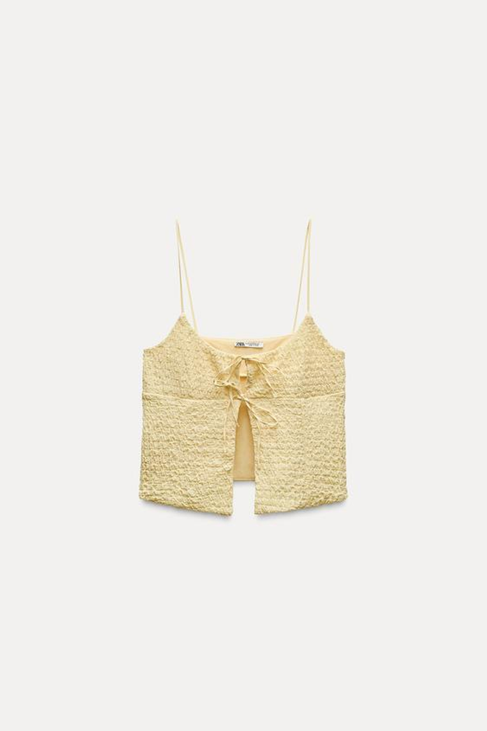ZARA УКОРОЧЕННЫЙ ТОП ИЗ РЕЛЬЕФНОЙ ТКАНИ, ЖЕЛТЫЙ