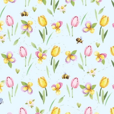 Весенние цветочки детский акварельный принт