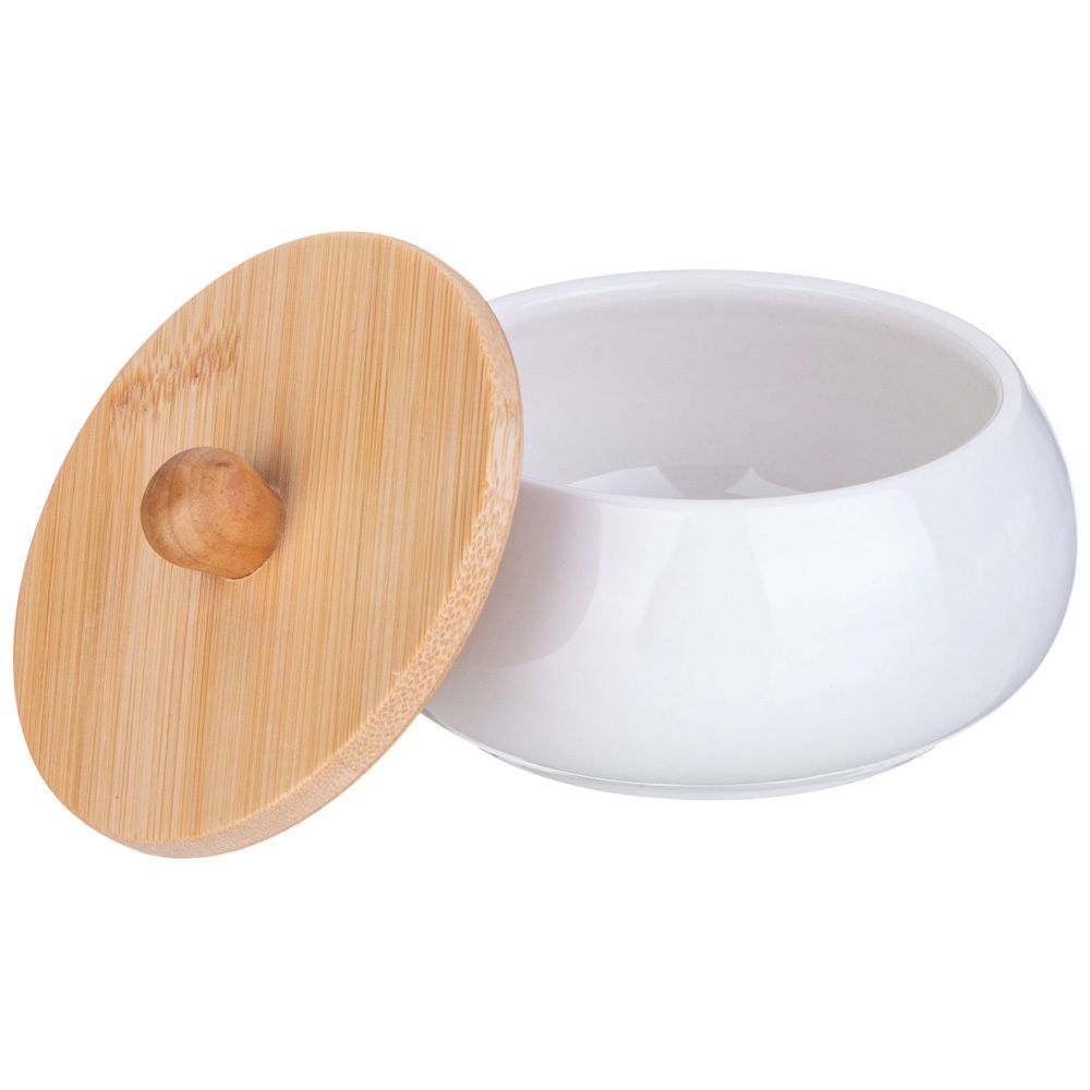 НАБОР БАНОК С ДЕРЕВ. КРЫШКОЙ LEFARD "NATIVE" 3 ШТ. 8,5*6,5 СМ 150 МЛ НА ДЕРЕВ. ПОДСТАВКЕ (КОР=24ШТ.)