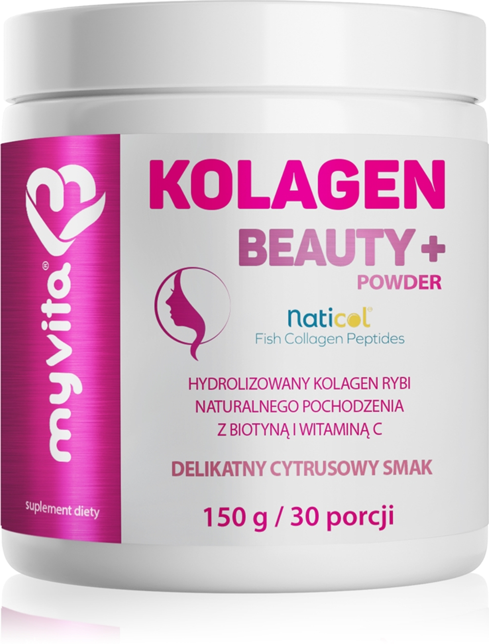 MyVita Kolagen Beauty+ - Гидролизованный коллаген для идеальной кожи, волос и ногтей вкус Citrus, 150 g
