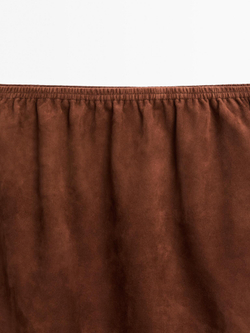 Massimo Dutti Замшевая юбка прямого кроя, коричневый