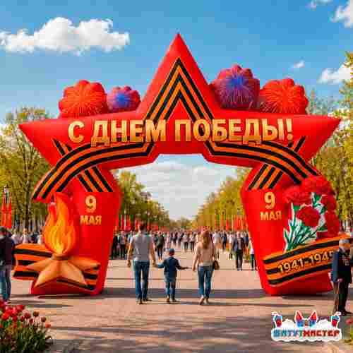 Надувная арка день победы «Звезда», 10×1,2×8 м