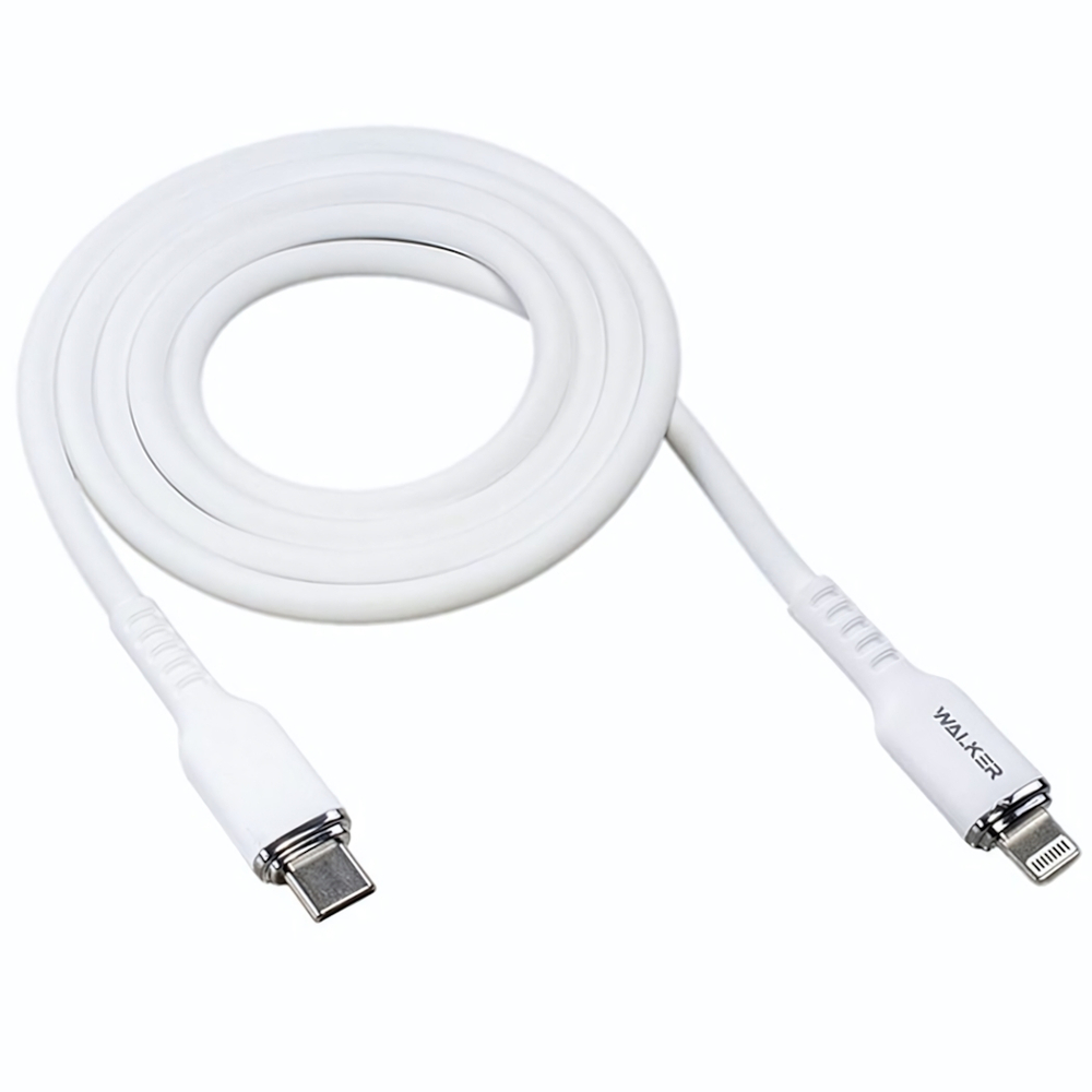 Кабель USB "WALKER" C795, 35W, Type-C-Lightning, поддержка PD, мягкий силикон, белый