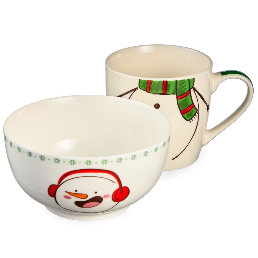 НАБОР ПОСУДЫ LEFARD "СНЕГОВИК" 2 ПР. (КРУЖКА 360МЛ, САЛАТНИК 500МЛ)