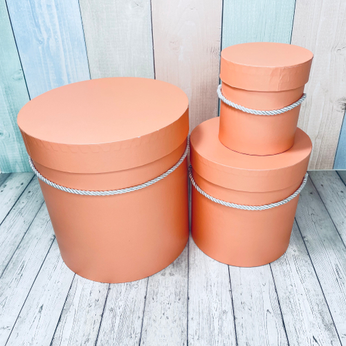 Коробки Цилиндр с ручками Набор 3 шт. Пудровый