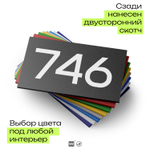 Номер на дверь 746, табличка на дверь для офиса, квартиры, кабинета, аудитории, склада, черная 120х70 мм, Айдентика Технолоджи