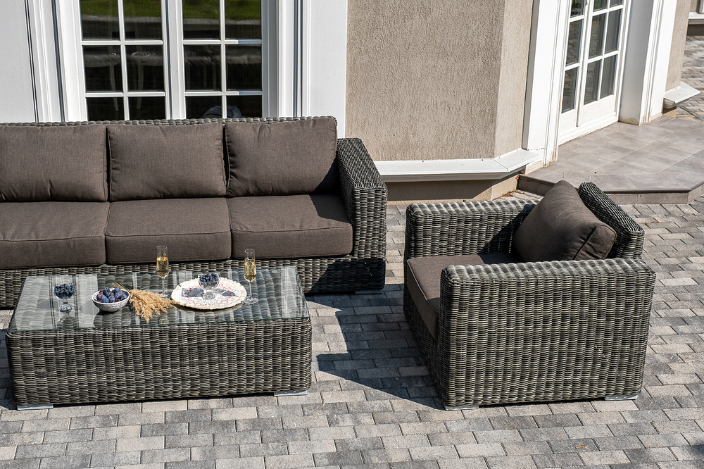 "Боно" лаунж-зона из искусственного ротанга, цвет графит