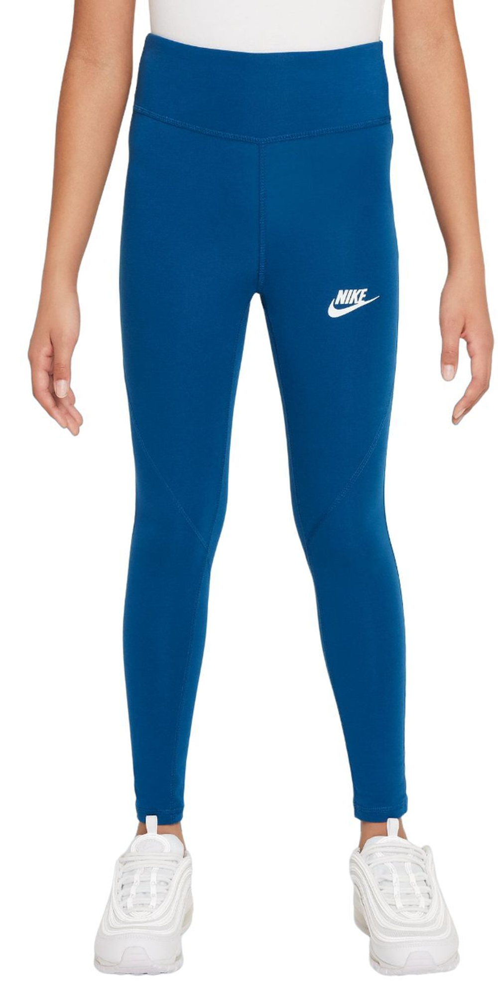 Штаны для девочки теннисные Nike Kids Sportswear Favorites High-Waist Leggings - court blue/white