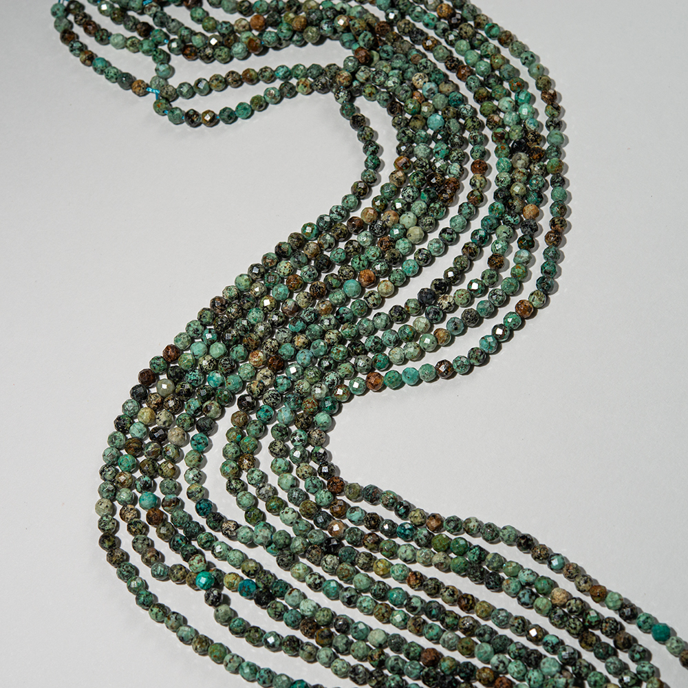 Хризоколла натуральная, 4мм, шар, микроогранка