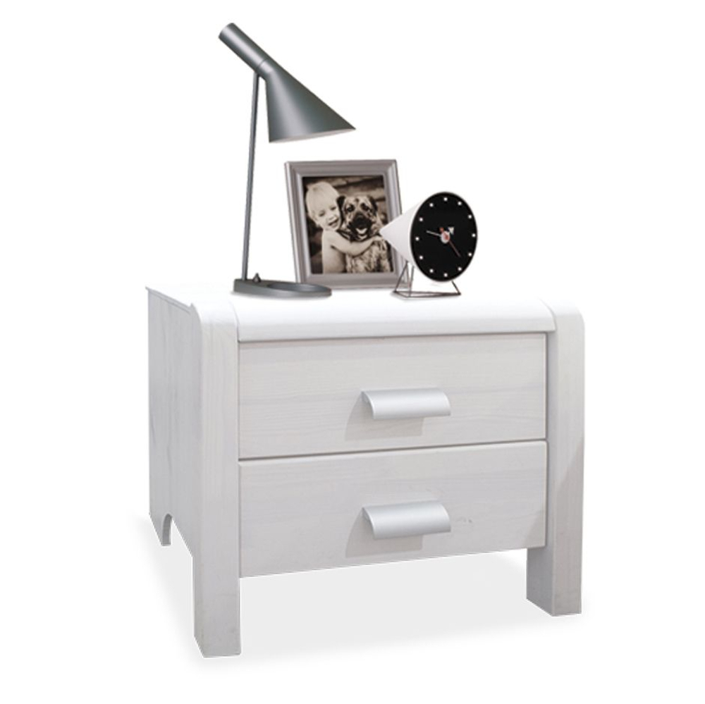Тумба прикроватная, 55х39х47, Мадейра, напольная, с ящиками, деревянная, белая, Dipriz
