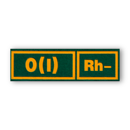 Нашивка ( Шеврон ) На Грудь Группа Крови 0(I) Rh- Зеленая / Пластизоль