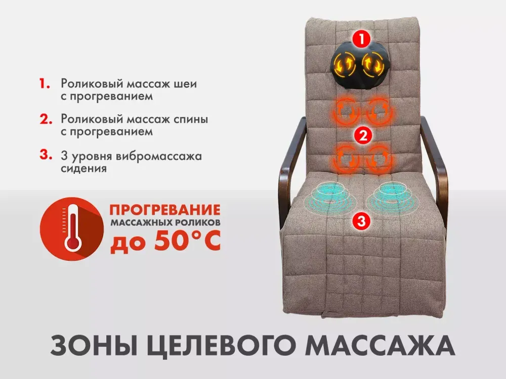 Массажное кресло FUJIMO SOHO Plus F2009 капучино, бежевый, серый, шоколад