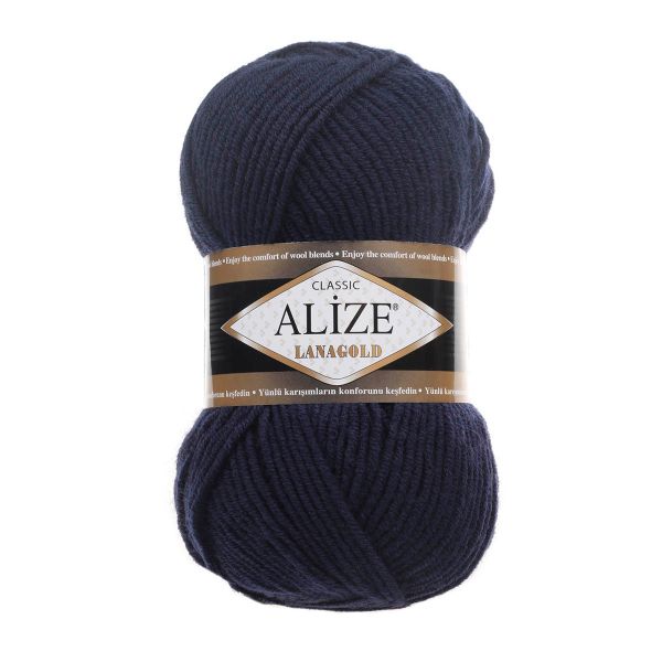 Пряжа Alize (Ализе) Lana Gold / уп.5 мот. по 100 г, 240м, 058 темно-синий A