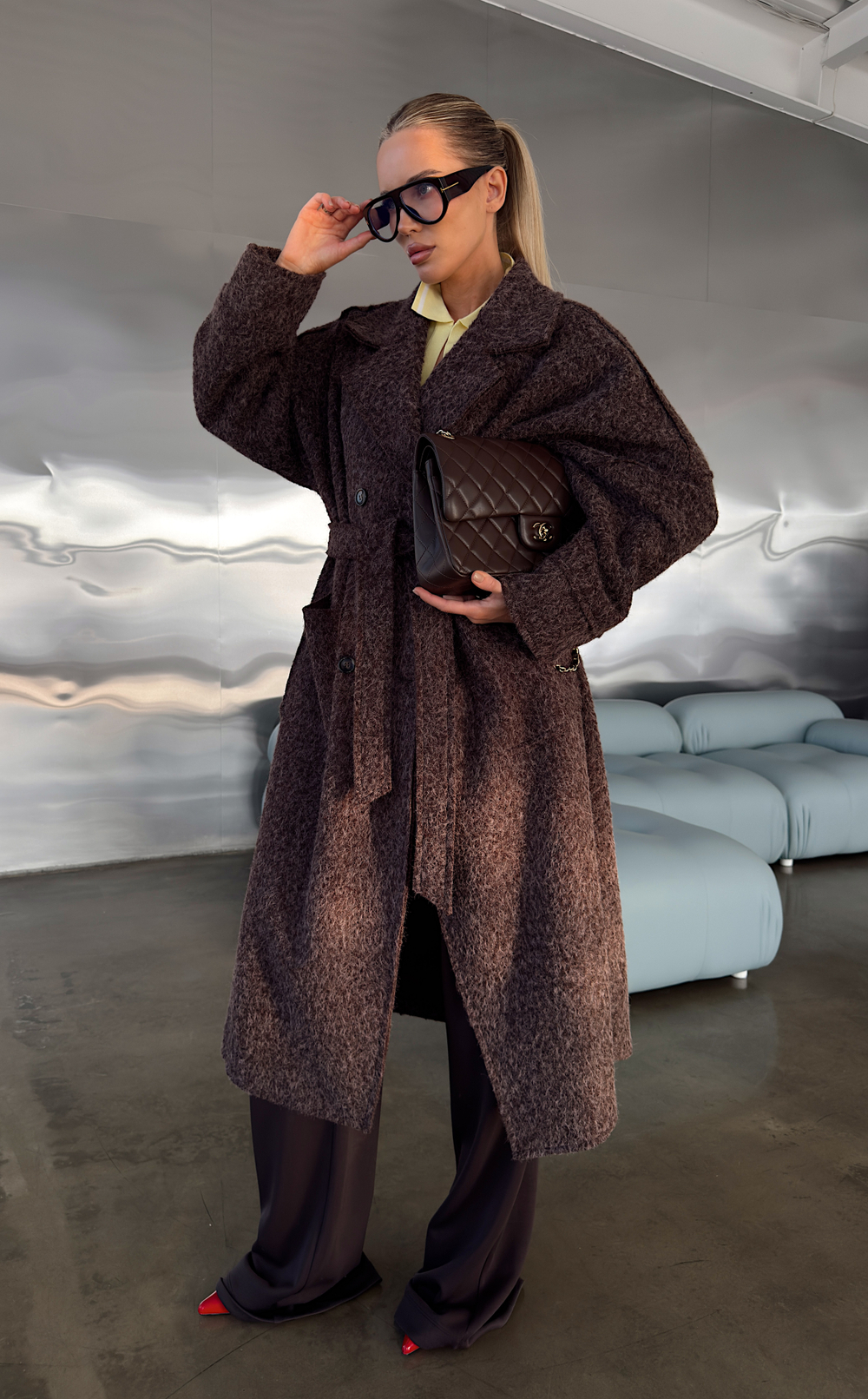 Пальто оверсайз из буклированной шерсти