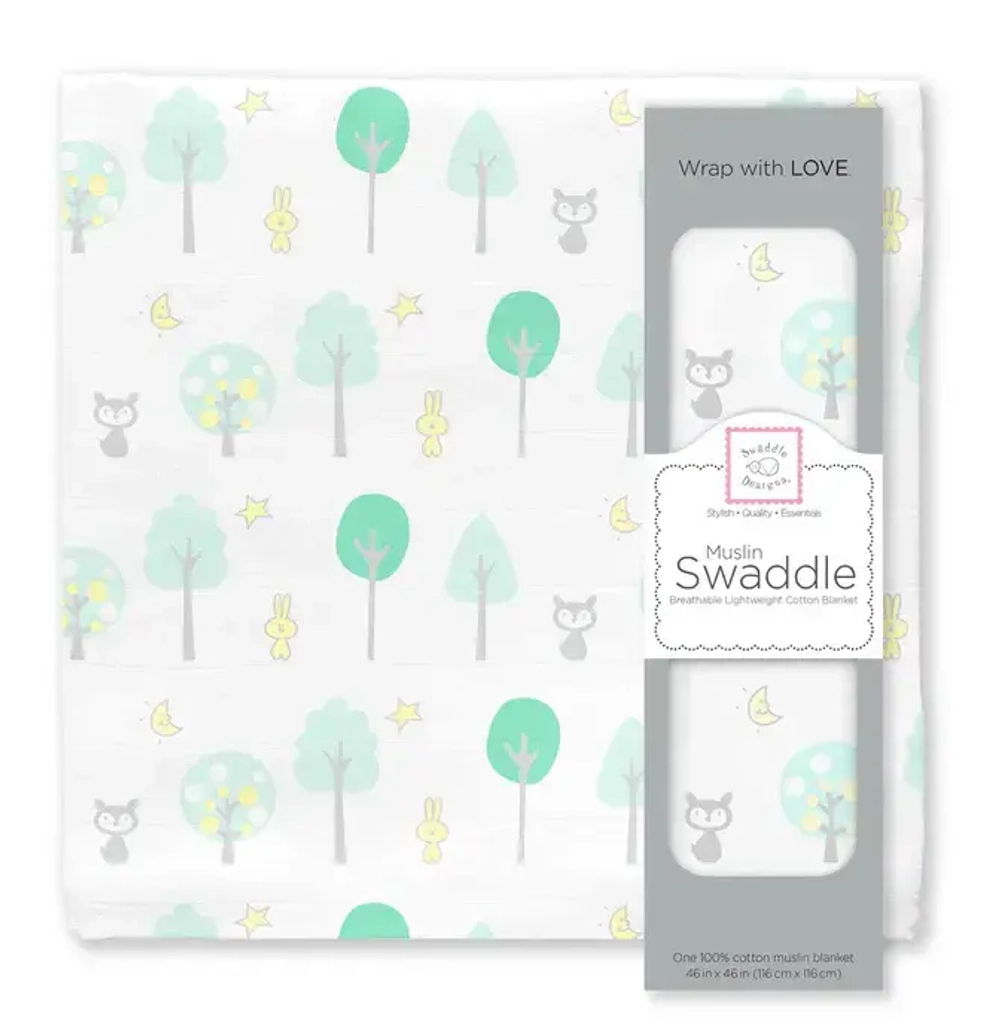 SwaddleDesigns SDM-156SC Пеленка муслиновая - Green Woodland
