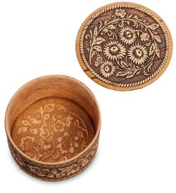 Народные промыслы BST-127/ 2 Шкатулка «Цветы» мал. (береста)