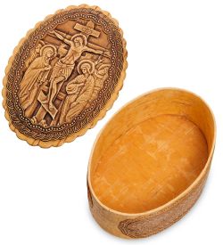 Народные промыслы BST-139 Шкатулка «Распятие Иисуса Христа» (береста)