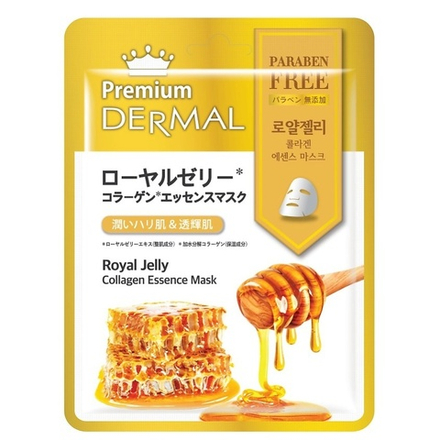 Dermal Premium Маска для лица, тканевая, с пчелиным маточным молочком и коллагеном, 25 гр