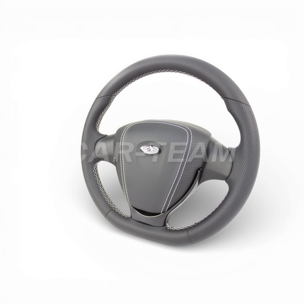 Руль в стиле Приора 2 в сборе адаптированный на ВАЗ 2108-21099, 2110-2112 с панелью старого образца - в экокоже