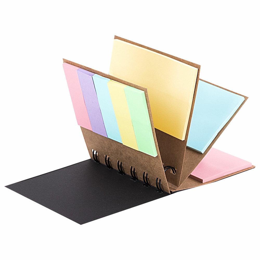 Закладки клейкие в книжке BRAUBERG PASTEL 200 штук: 50х15 мм 5 цветов х 25 листов 50х75 мм 3 цвета х 25 листов (6 штук в упаковке)
