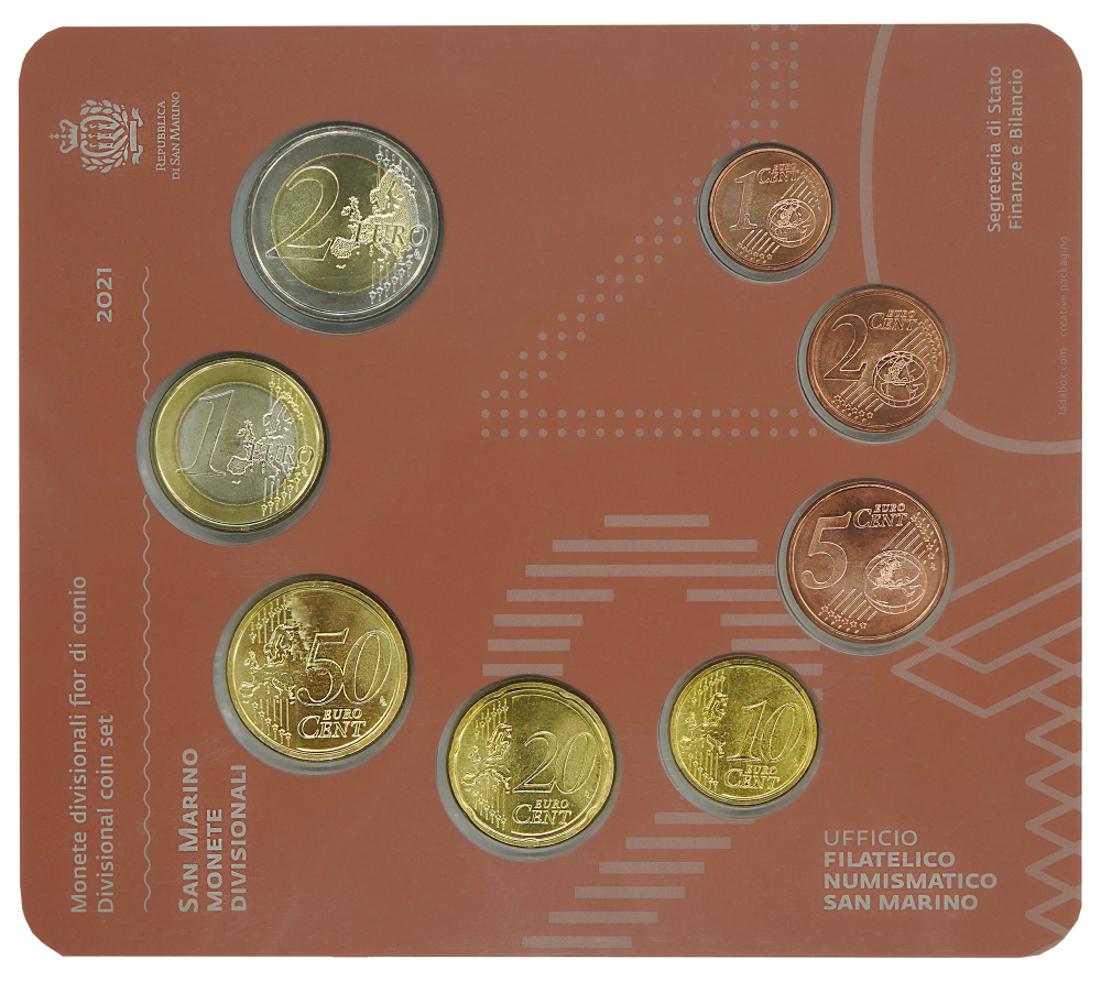 San Marino 2021 BU Set - Complete Euro Coin Collection