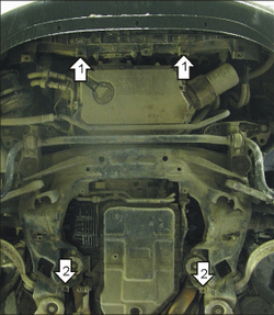 Усиленная защита Motodor картера двигателя, кпп. 2 мм, сталь. для Audi A4 2004-2007 арт.02713