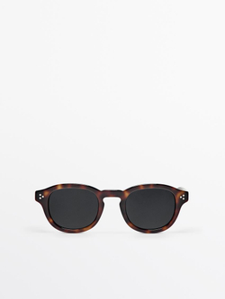 Massimo Dutti Солнцезащитные очки в круглой оправе под черепаху, коричневый