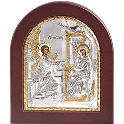 Благовещение Пресвятой Богородицы. Икона в серебряном окладе.