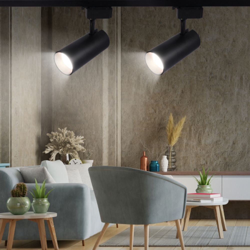 Трековый светильник однофазный ЭРА TR5-30 COB BK светодиодный 30Вт 4000К 2200Лм черный | Однофазные светильники LED