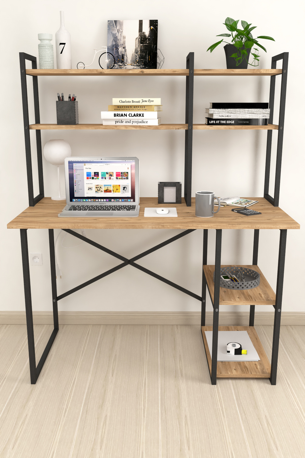 Стол письменный с настольной полкой 120х60 - сосна