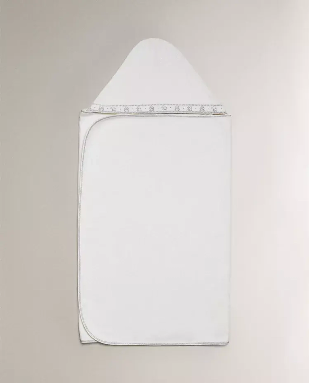 ZARA HOME ДЕТСКОЕ ПОЛОТЕНЦЕ С КАПЮШОНОМ И ПРИНТОМ, ЖЕЛТОВАТО-БЕЛЫЙ