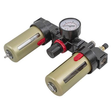 Блок подготовки воздуха с нижним расположением регулятора 1/4''(фильтр-регулятор+лубрикатор)(10Мк, 1400 л/мин, 0-10bar,раб. температура 5°-60°) RockForce##Rock FORCE RF-BC2000