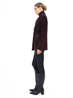 Женский бордовый кожаный жакет