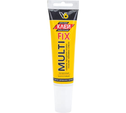 Клей «V6» MULTI FIX, акриловый ультрасильный, прозрачный, 100 г