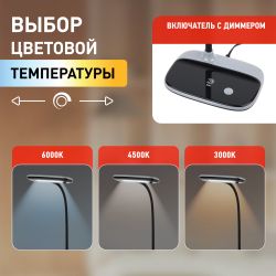 Настольный светильник ЭРА NLED-458-6W-BK светодиодный черный | Светодиодные настольные лампы