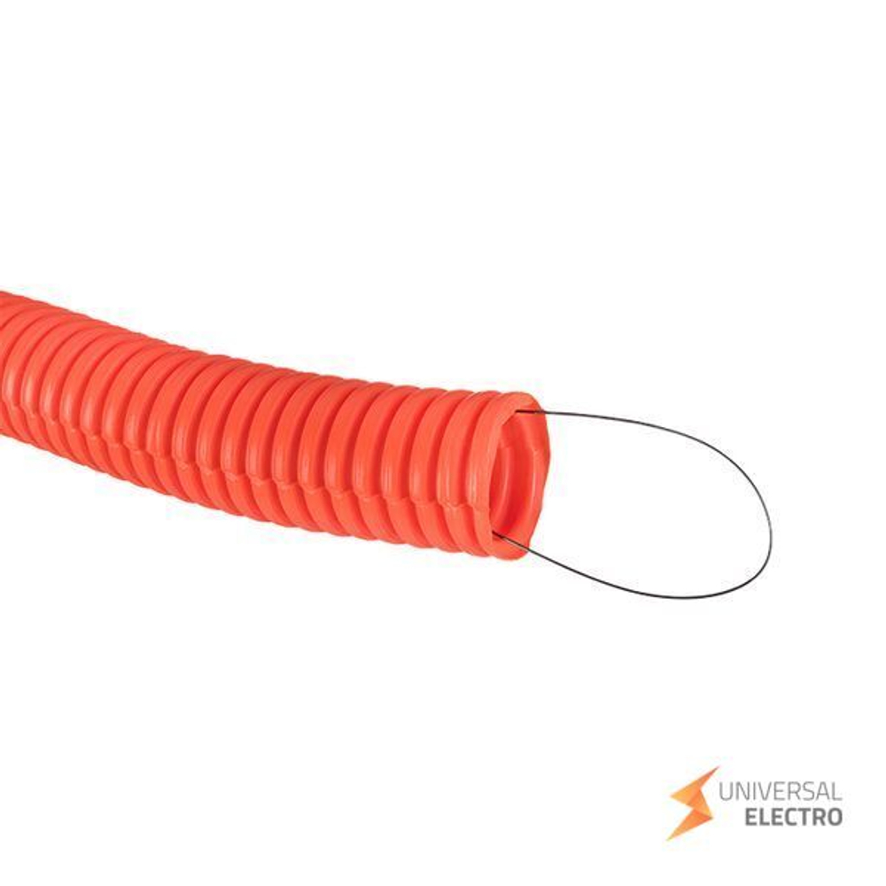 Труба гофр, ПНД тяжелая с протяжкой d32 мм (25 м) оранжевая EKF-Plast