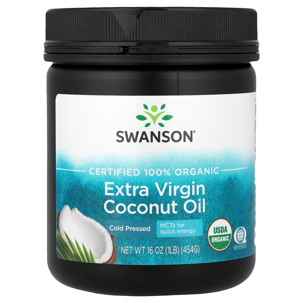 Swanson Vitamins, органическое нерафинированное кокосовое масло высшего качества, холодный отжим, 454 г (16 унций)