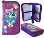 Пенал 2 отделения ПЧЕЛКА, лам. картон, молния, 190 х 105 мм, "Милый совенок", фиолетовый